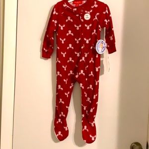 Red and white moose m kids pjs